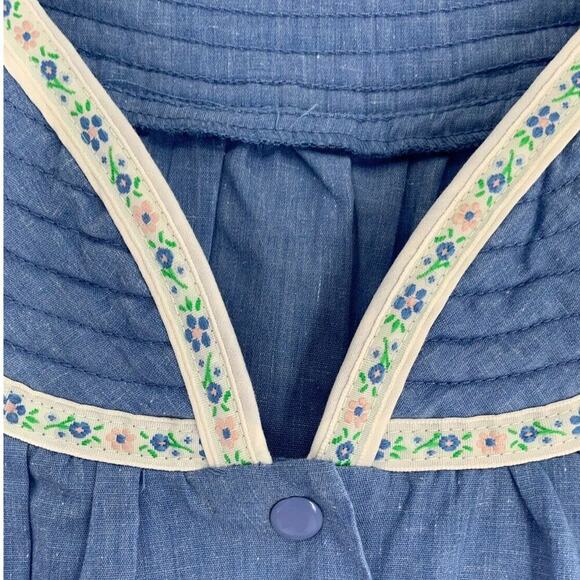 GS House Dress Womens Sz Medium Short Sleeve Snap Button Lightweight Duster Mumu - Picture 6 of 10